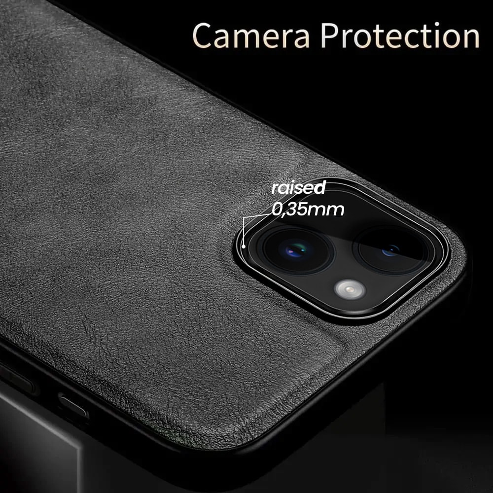 Etui do iPhone 14 Plus eleganckie luksusowe skórzane Velvet Black SULADA oryginal czarne