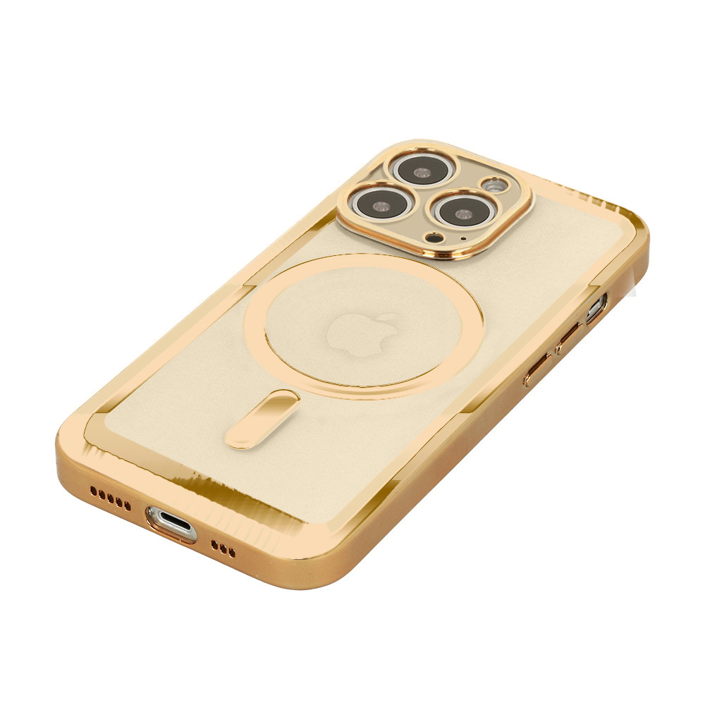 Etui do iPhone 14 Pro Max Fashion Golden MagSafe z osłoną kamery, złote (OUTLET)