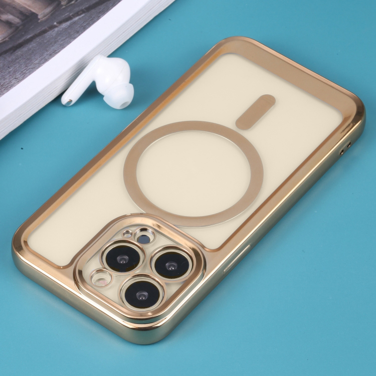 Etui do iPhone 14 Pro Max Fashion Golden MagSafe z osłoną kamery, złote (OUTLET)