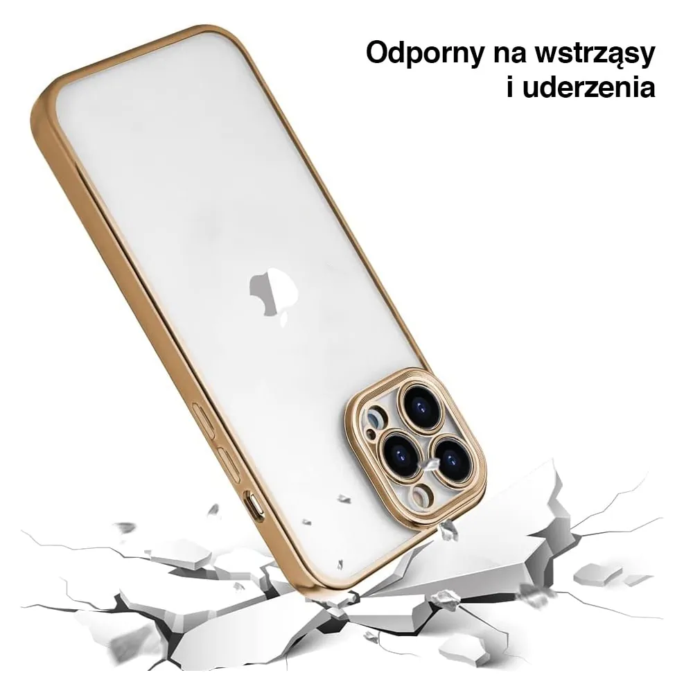 Etui do iPhone 15 Pro Gold Edition przeźroczyste Sulada oryginal, złote (OUTLET)