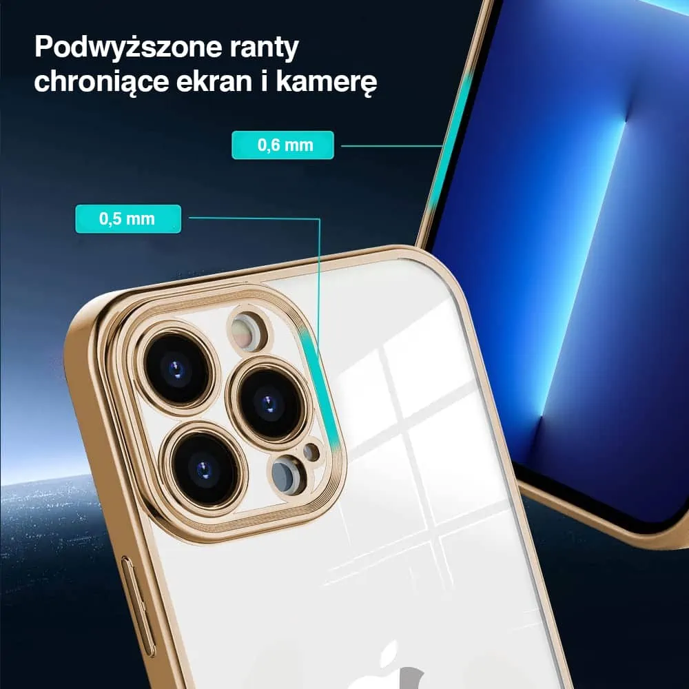 Etui do iPhone 15 Pro Gold Edition przeźroczyste Sulada oryginal, złote (OUTLET)