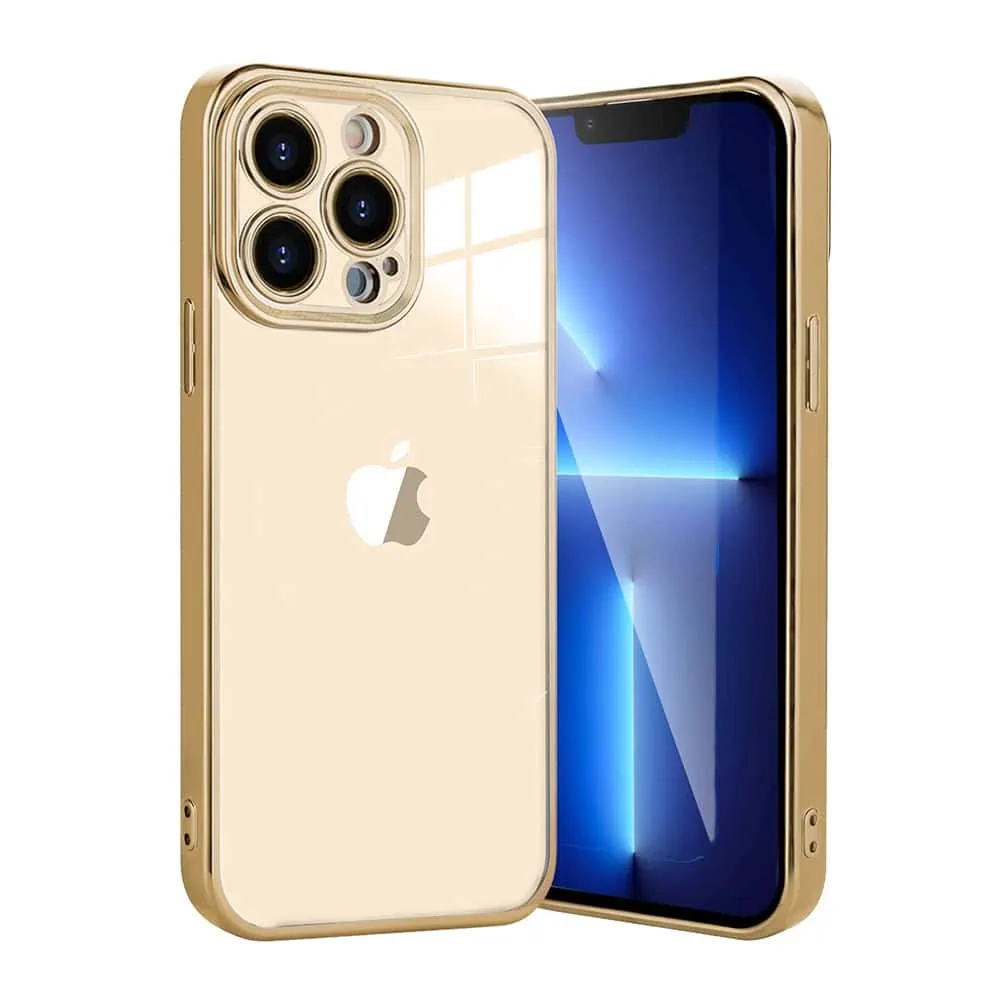 Etui do iPhone 14 Pro Max Gold Edition przeźroczyste Sulada oryginal, złote