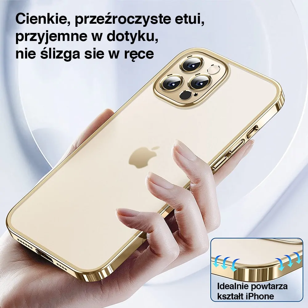 Etui do iPhone 14 Pro Max Gold Edition przeźroczyste Sulada oryginal, złote