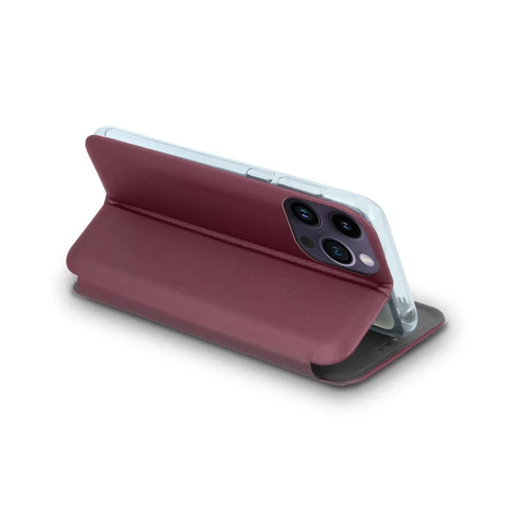 Etui do iPhone 14 Pro Max klasyczne z magnetyczną klapką, burgundowe