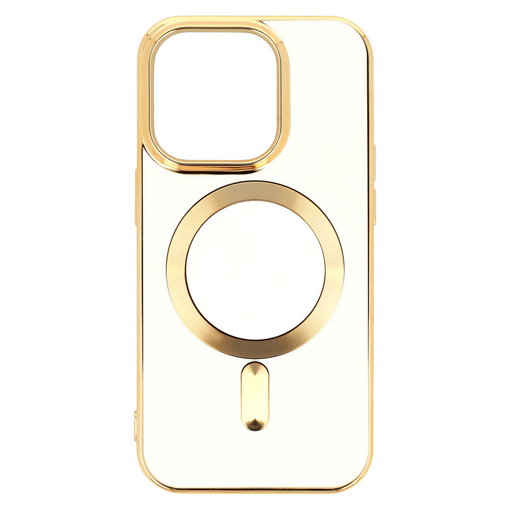 Etui do iPhone 13 Pro Max Liquid Gold Magsafe, białe