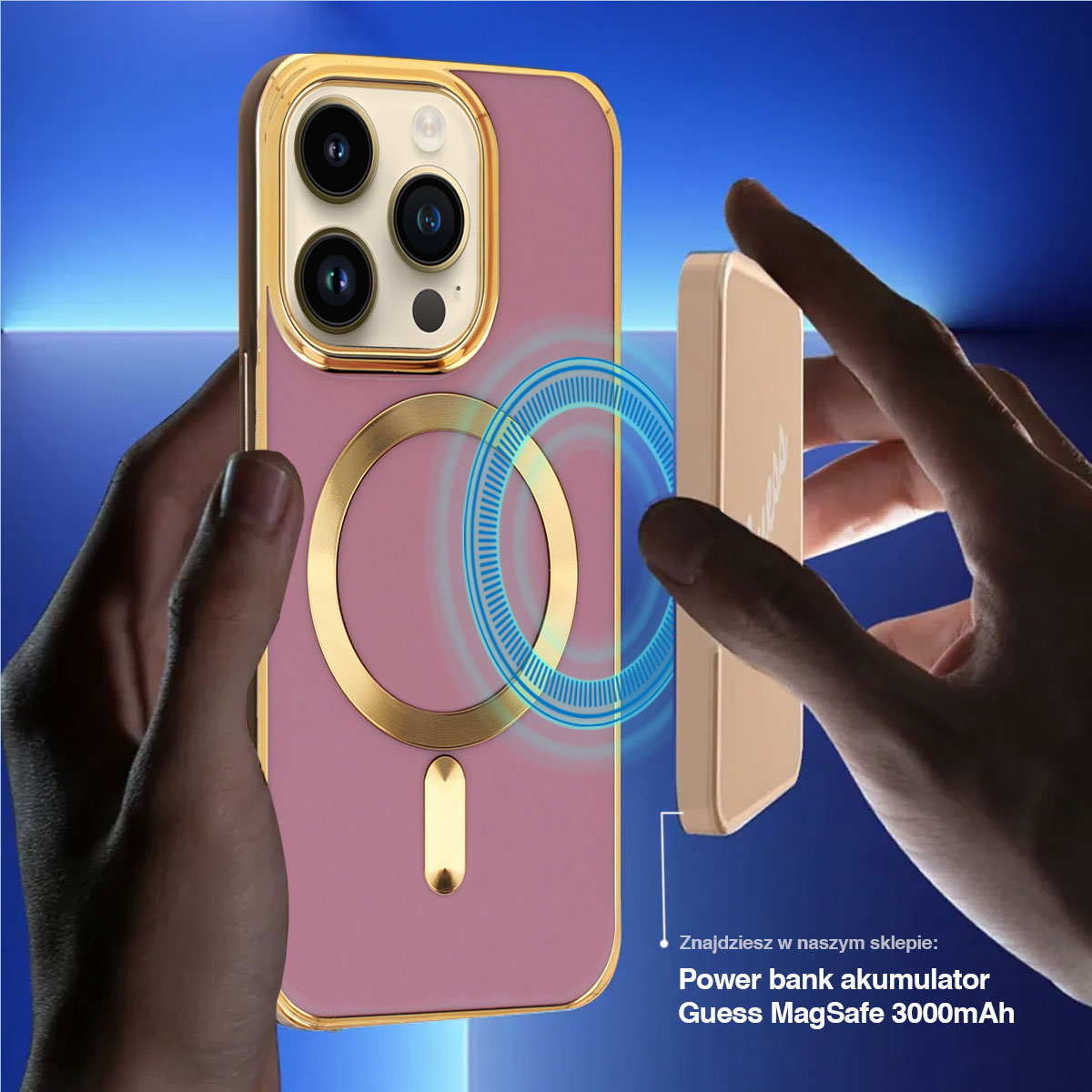 Etui do iPhone 14 Pro Max Liquid Gold Magsafe, fioletowe