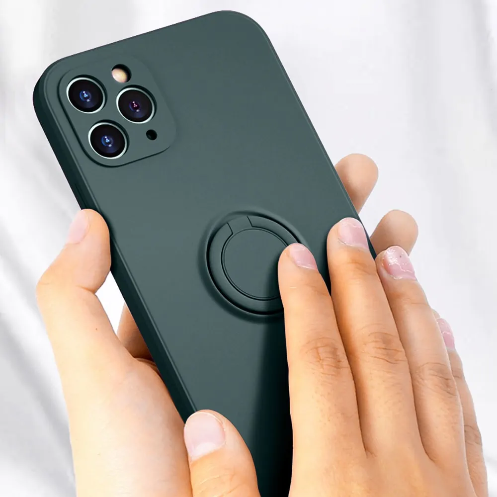 Etui do iPhone 14 Pro Max Magnetic Ring matowe nie widać śladów, uchwyt magnetyczny, zielony