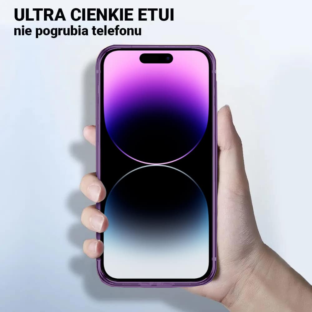 Etui do iPhone 14 Pro Max Ibizu Elite Skin ultra cienkie, krystalicznie czyste z metalową ramką, głęboka purpura z MagSafe (OUTLET)