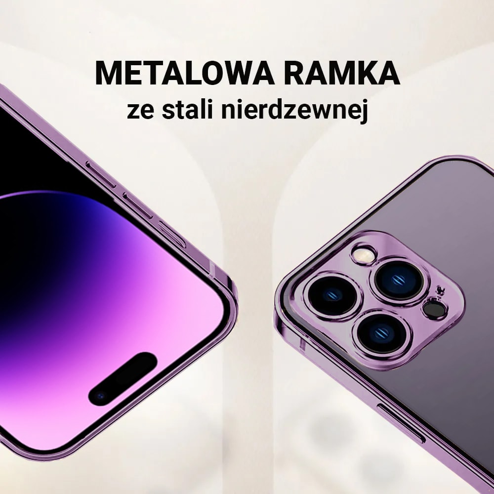 Etui do iPhone 14 Pro Max Ibizu Elite Skin ultra cienkie, krystalicznie czyste z metalową ramką, głęboka purpura z MagSafe (OUTLET)