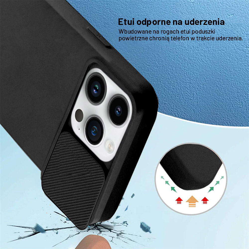 Etui do iPhone 14 Pro Max Silicone Camera Cover, ruchoma osłona kamery, czarne
