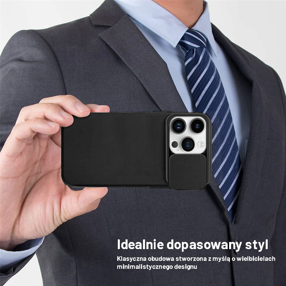 Etui do iPhone 14 Pro Max Silicone Camera Cover, ruchoma osłona kamery, czarne