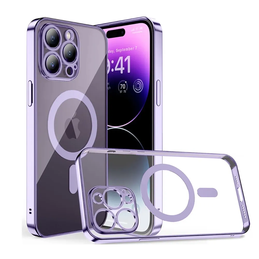 Etui do iPhone 14 Pro Max premium violet MagSafe z osłoną kamery, fioletowe (OUTLET)