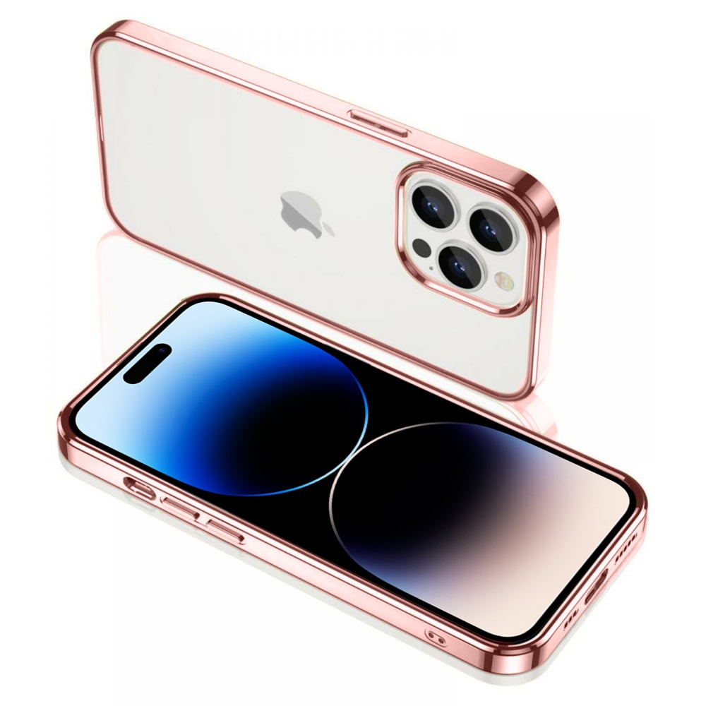 Etui do iPhone 14 Pro JETech Simple Metallic rose gold przeźroczyste z ramką w kolorze różowego złota (OUTLET)