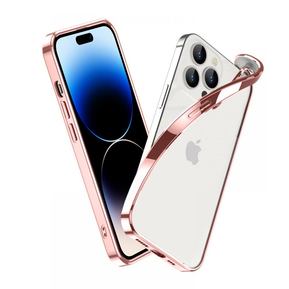 Etui do iPhone 14 Pro JETech Simple Metallic rose gold przeźroczyste z ramką w kolorze różowego złota (OUTLET)