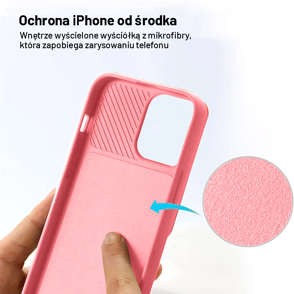 Etui do iPhone 14 Plus Silicone Camera Cover, ruchoma osłona kamery, różowe