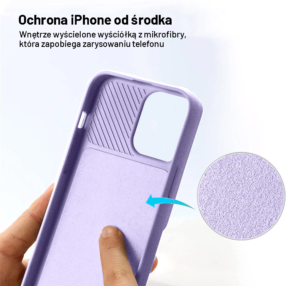 Etui do iPhone 14 Plus Silicone Camera Cover, ruchoma osłona kamery, fioletowe