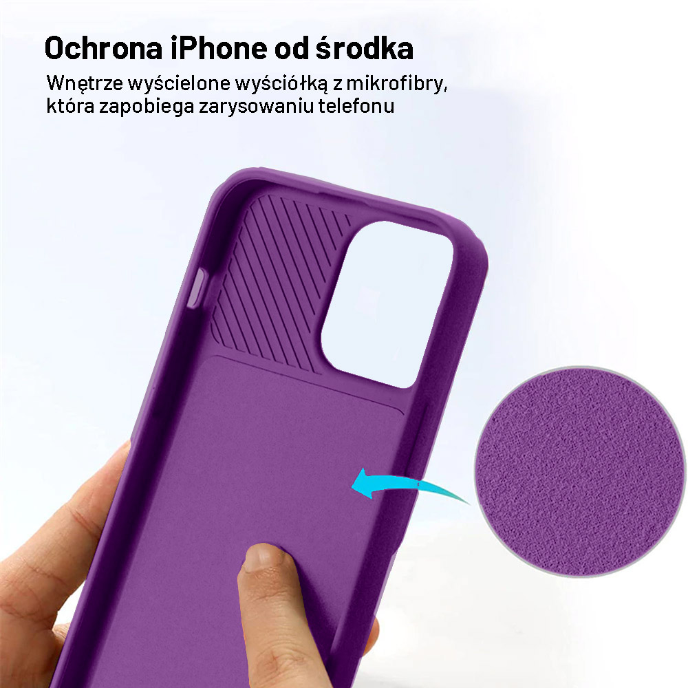 Etui do iPhone 14 Plus Silicone Camera Cover, ruchoma osłona kamery, purpurowe