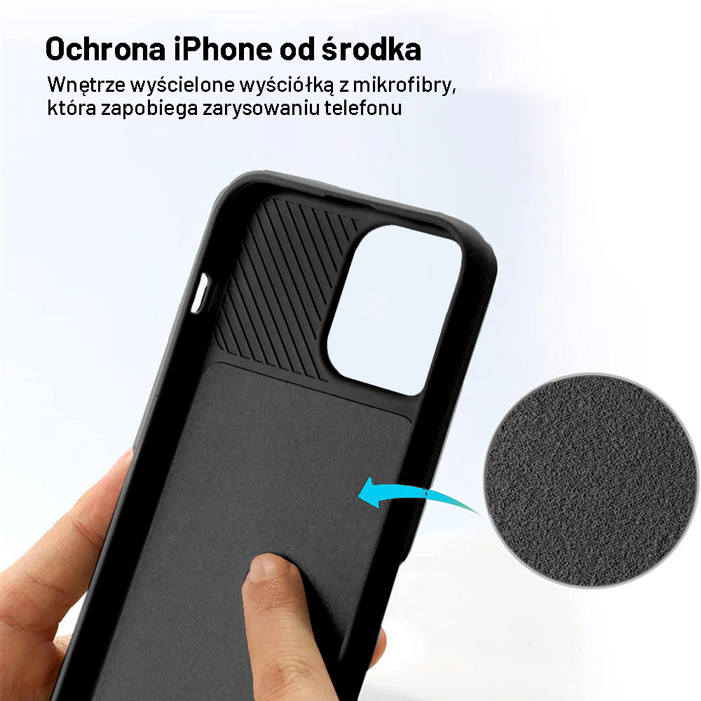 Etui do iPhone 14 Pro Max Silicone Camera Cover, ruchoma osłona kamery, czarne