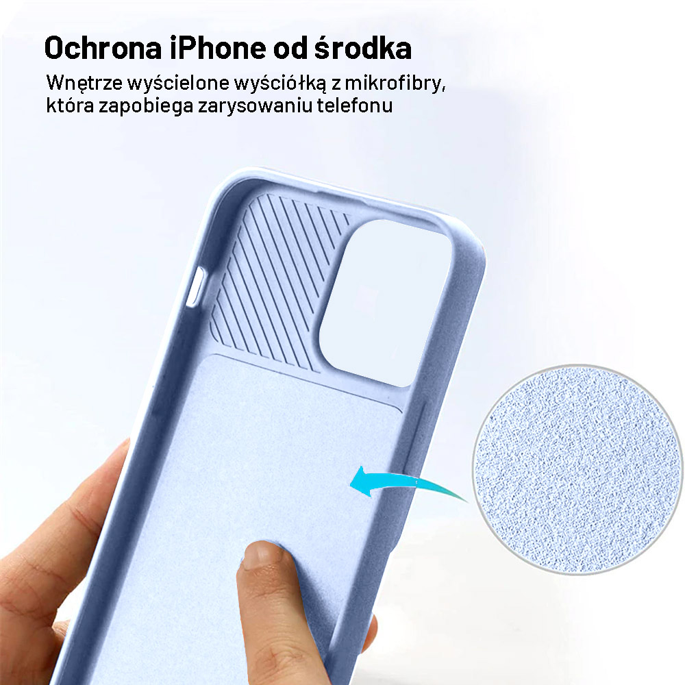 Etui do iPhone 14 Plus Silicone Camera Cover, ruchoma osłona kamery, błękitne