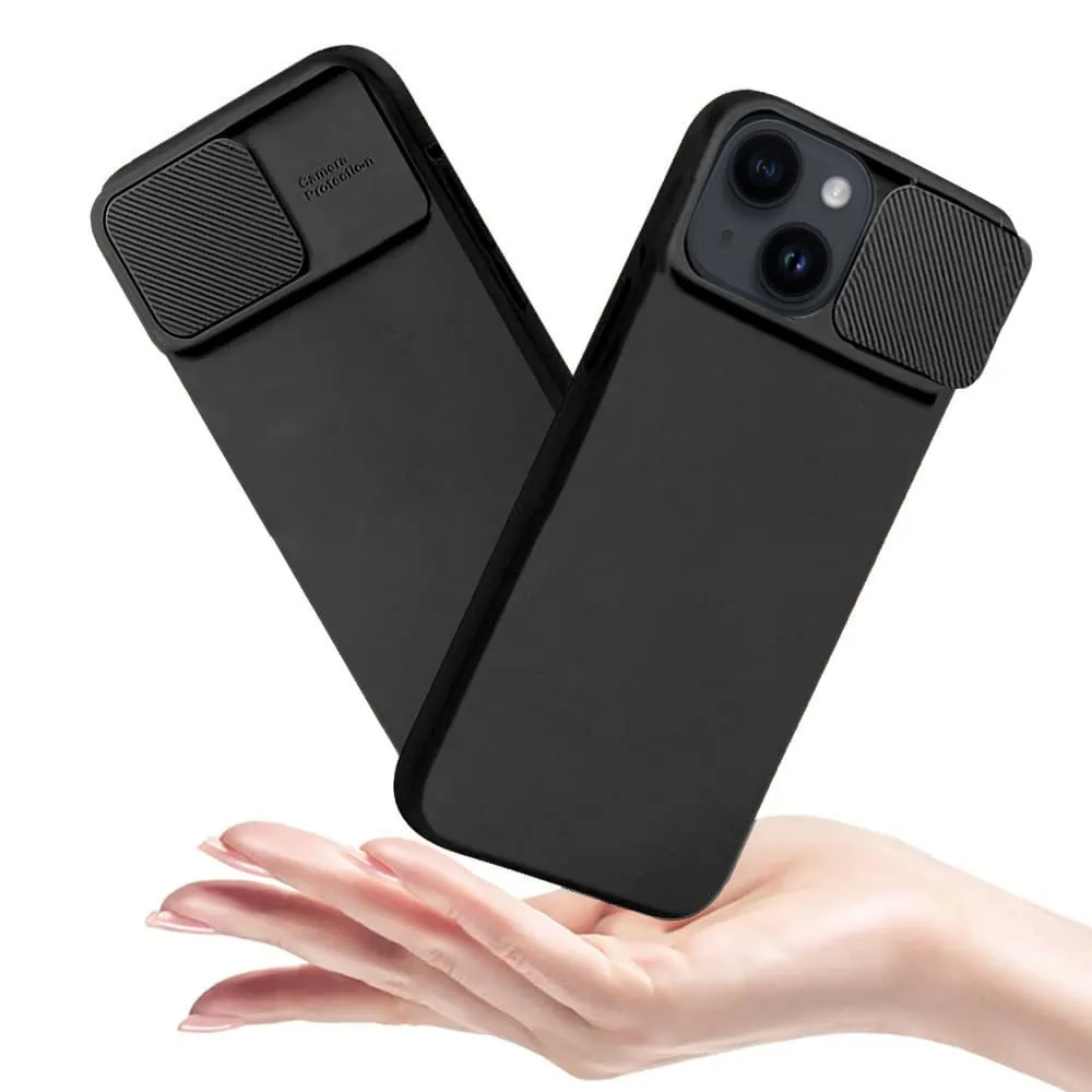 Etui do iPhone 14 Plus Silicone Camera Cover, ruchoma osłona kamery, czarne