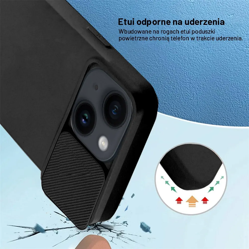 Etui do iPhone 14 Plus Silicone Camera Cover, ruchoma osłona kamery, czarne