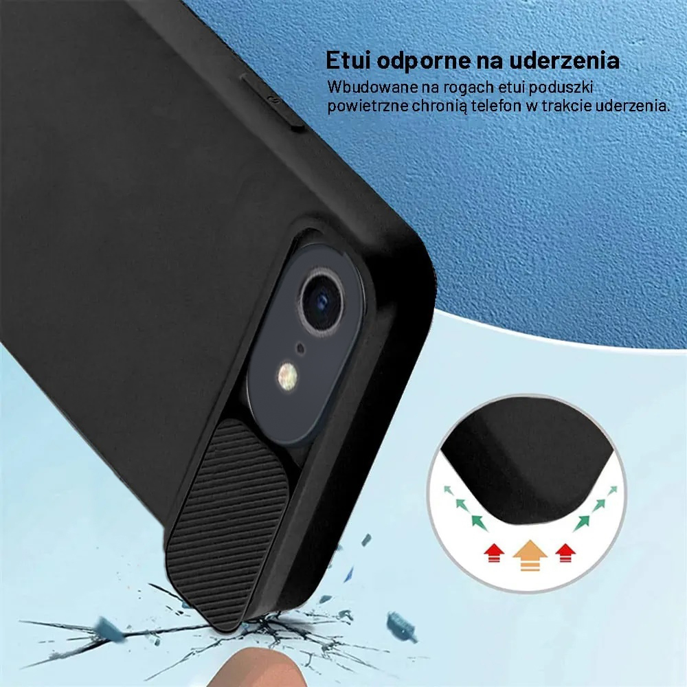 Etui do iPhone SE2022/SE2020/8/7 Silicone Camera Cover, ruchoma osłona kamery, czarne