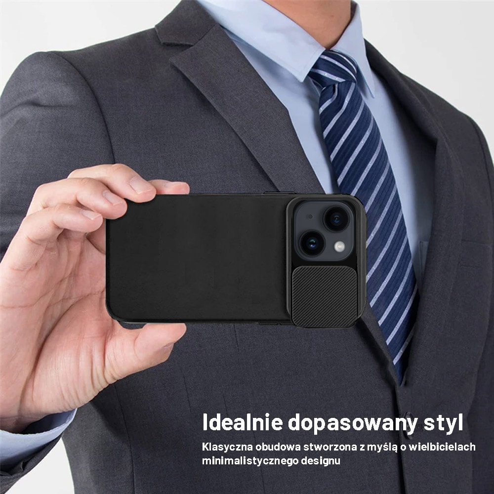 Etui do iPhone 14 Plus Silicone Camera Cover, ruchoma osłona kamery, czarne