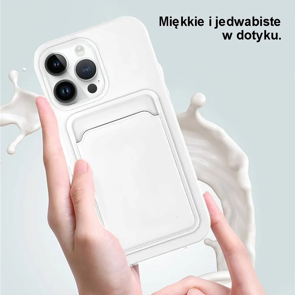 Etui do iPhone 14 Pro Max Silicone Card Wallet silikonowe, portfel z wygodną kieszonką na karty, białe
