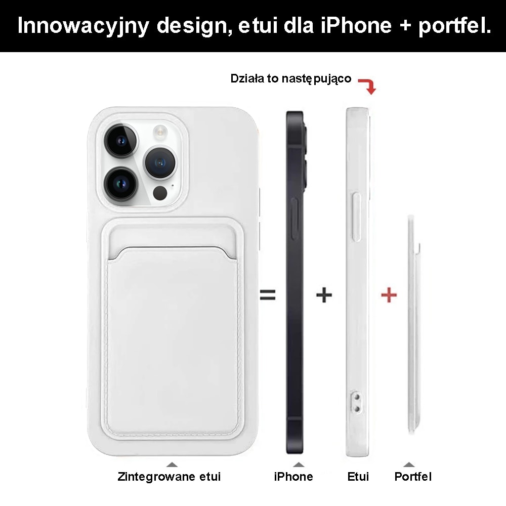 Etui do iPhone 14 Pro Max Silicone Card Wallet silikonowe, portfel z wygodną kieszonką na karty, białe