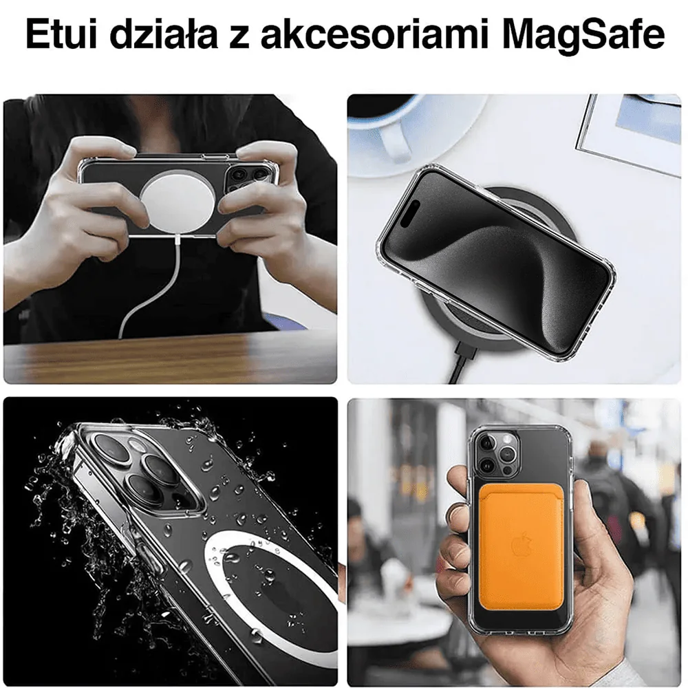 Etui do iPhone 15 Pro Clear Case przeźroczyste, twardy tył z MagSafe