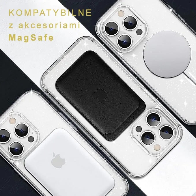 Etui do iPhone 14 Pro Magsafe Space Star, przeźroczyste brokatowe