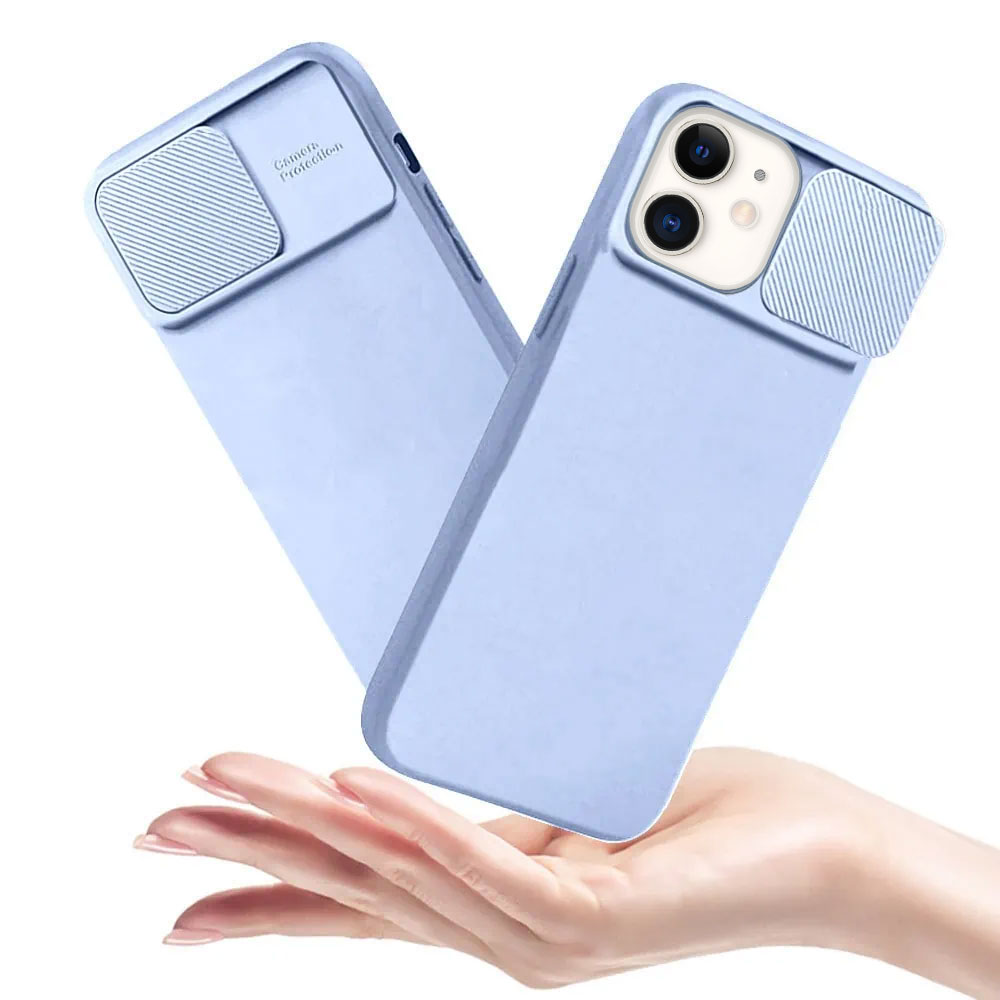 Etui do iPhone 11 Silicone Camera Cover, ruchoma osłona kamery, błękitne