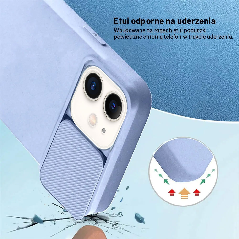Etui do iPhone 11 Silicone Camera Cover, ruchoma osłona kamery, błękitne