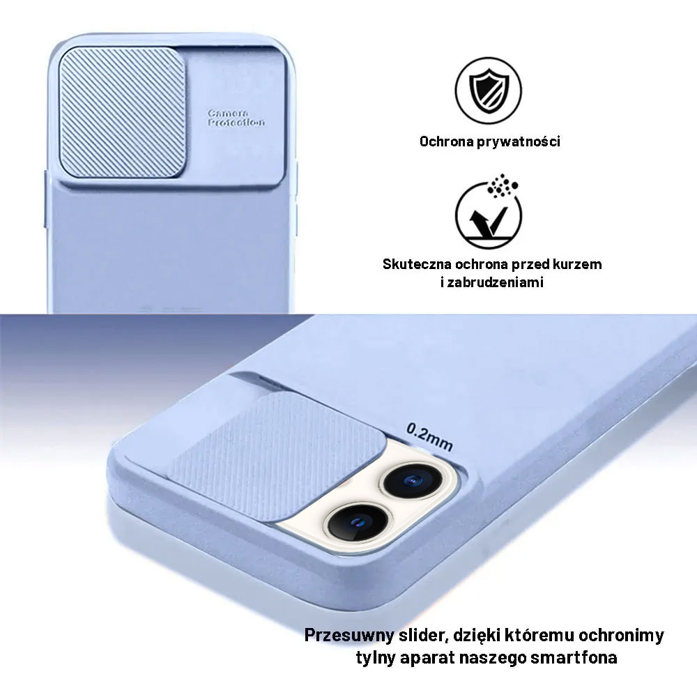 Etui do iPhone 11 Silicone Camera Cover, ruchoma osłona kamery, błękitne