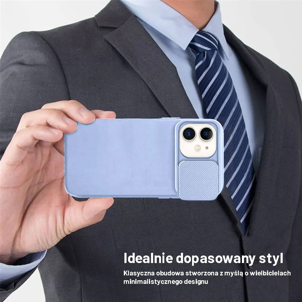 Etui do iPhone 11 Silicone Camera Cover, ruchoma osłona kamery, błękitne