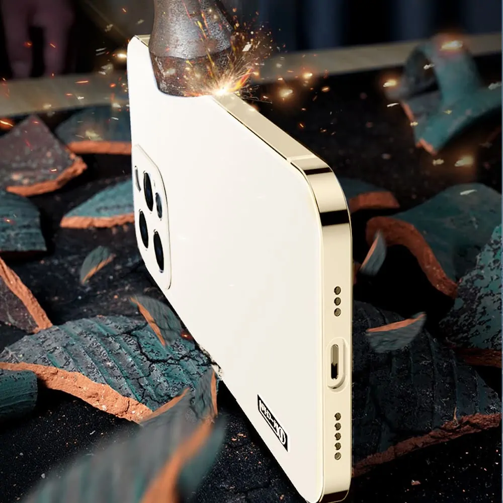 Etui do iPhone 14 Pro Max Luxury Skin ultra cienkie, pełny tył z metalową ramką, złote platynowe (OUTLET)