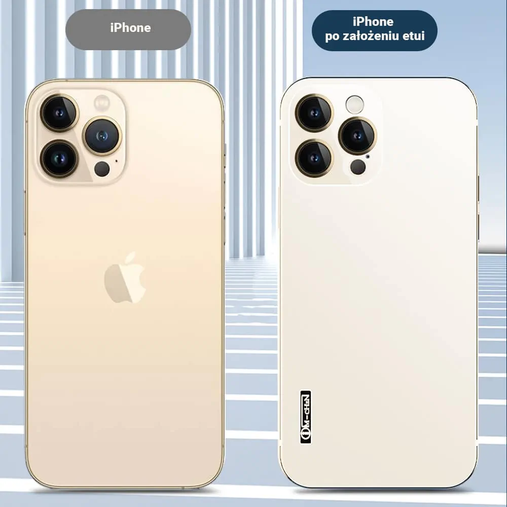 Etui do iPhone 14 Pro Max Luxury Skin ultra cienkie, pełny tył z metalową ramką, złote platynowe (OUTLET)