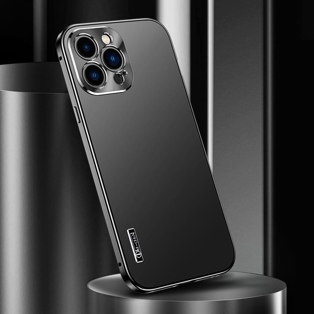 Etui do iPhone 13 Pro Luxury Skin ultra cienkie, pełny tył z metalową ramką, czarne