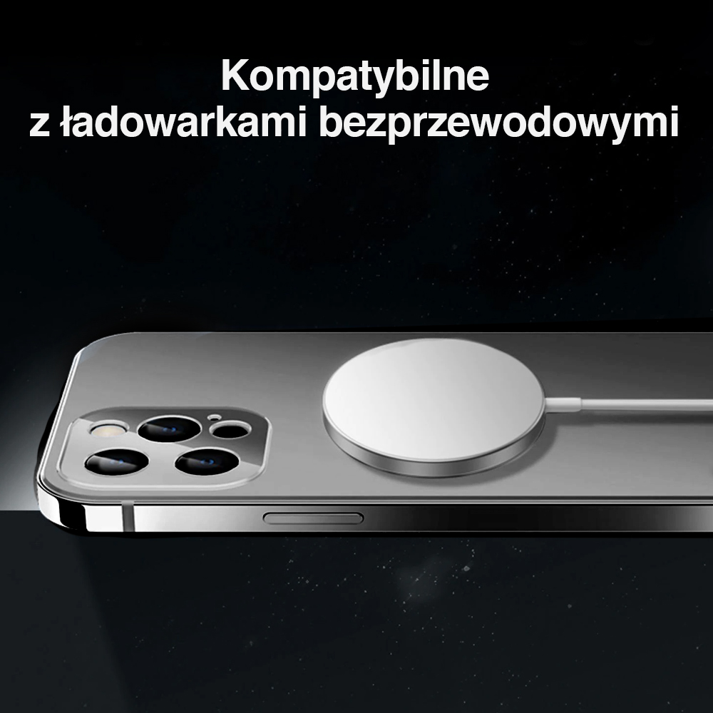 Etui do iPhone 13 Pro Luxury Skin ultra cienkie, pełny tył z metalową ramką, czarne