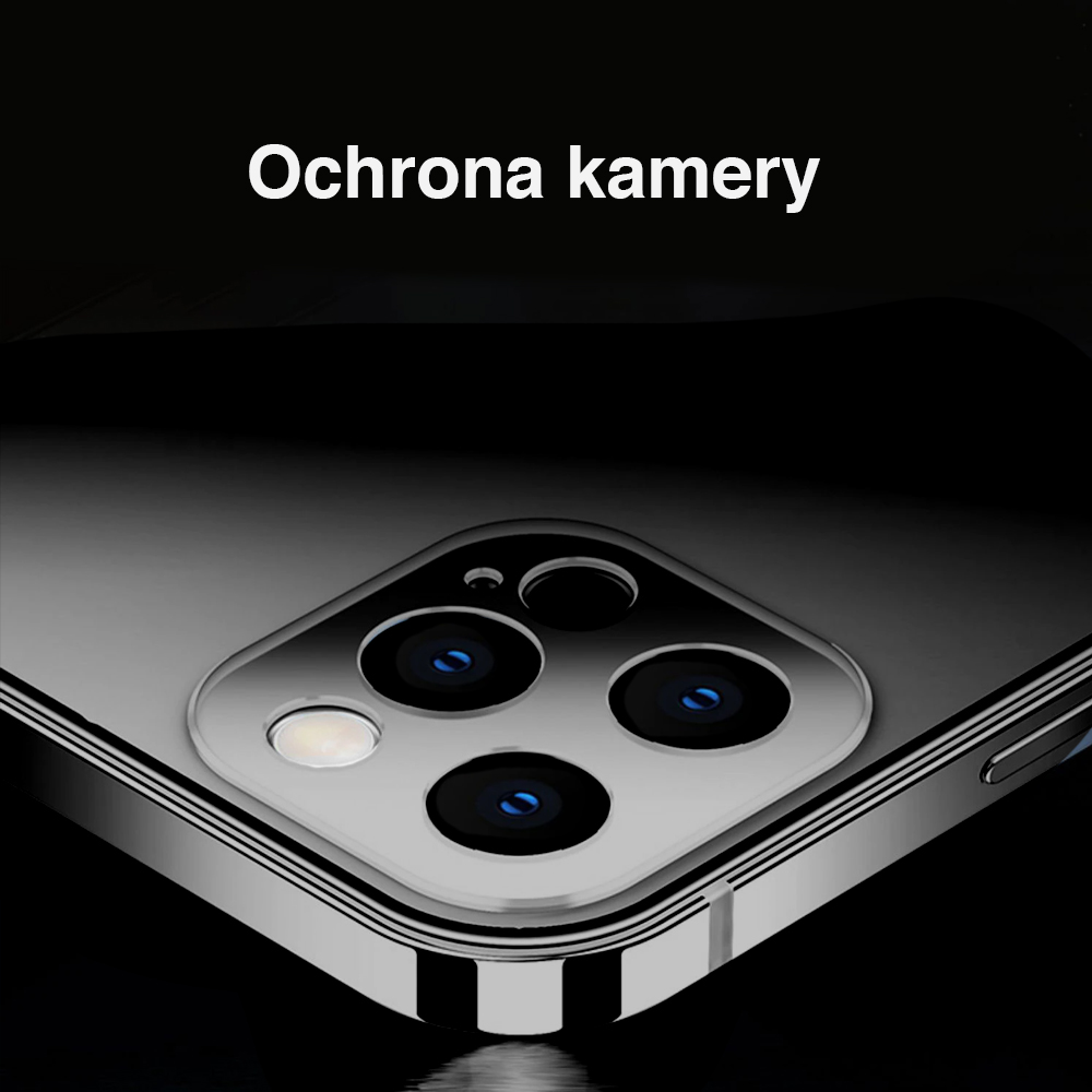 Etui do iPhone 13 Pro Luxury Skin ultra cienkie, pełny tył z metalową ramką, czarne