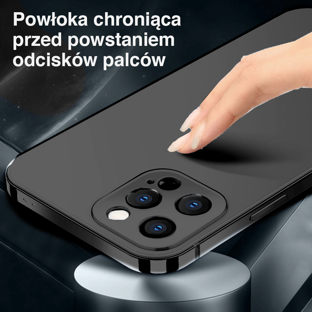 Etui do iPhone 13 Pro Luxury Skin ultra cienkie, pełny tył z metalową ramką, czarne