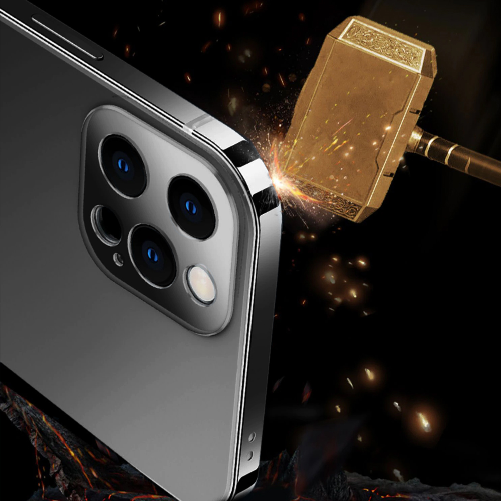 Etui do iPhone 13 Pro Luxury Skin ultra cienkie, pełny tył z metalową ramką, czarne