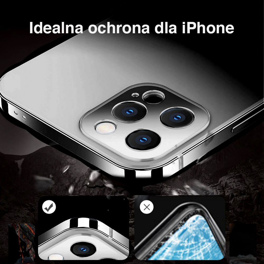 Etui do iPhone 13 Pro Luxury Skin ultra cienkie, pełny tył z metalową ramką, czarne