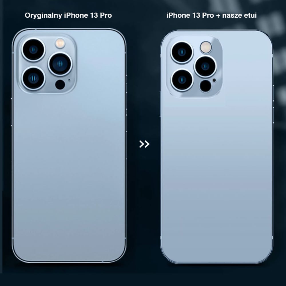 Etui do iPhone 13 Pro Luxury Skin ultra cienkie, pełny tył z metalową ramką, górski błękit