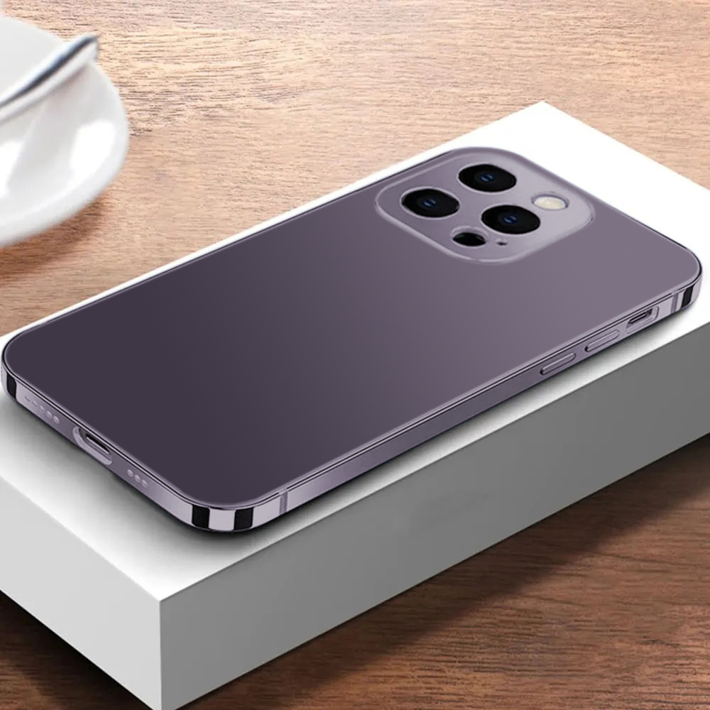 Etui do iPhone 14 Pro Max Luxury Skin ultra cienkie, pełny tył z metalową ramką, głęboka purpura