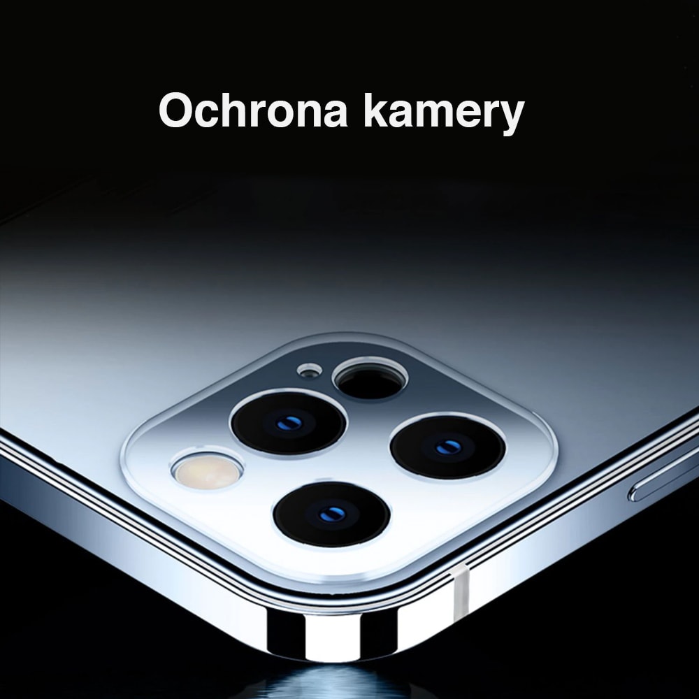 Etui do iPhone 13 Pro Luxury Skin ultra cienkie, pełny tył z metalową ramką, górski błękit