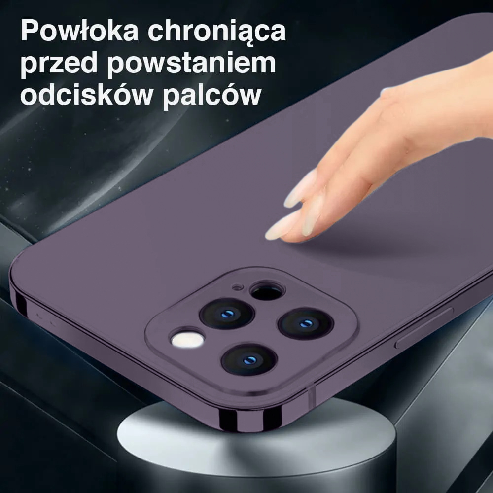 Etui do iPhone 14 Pro Max Luxury Skin ultra cienkie, pełny tył z metalową ramką, głęboka purpura