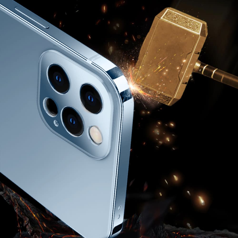 Etui do iPhone 13 Pro Luxury Skin ultra cienkie, pełny tył z metalową ramką, górski błękit