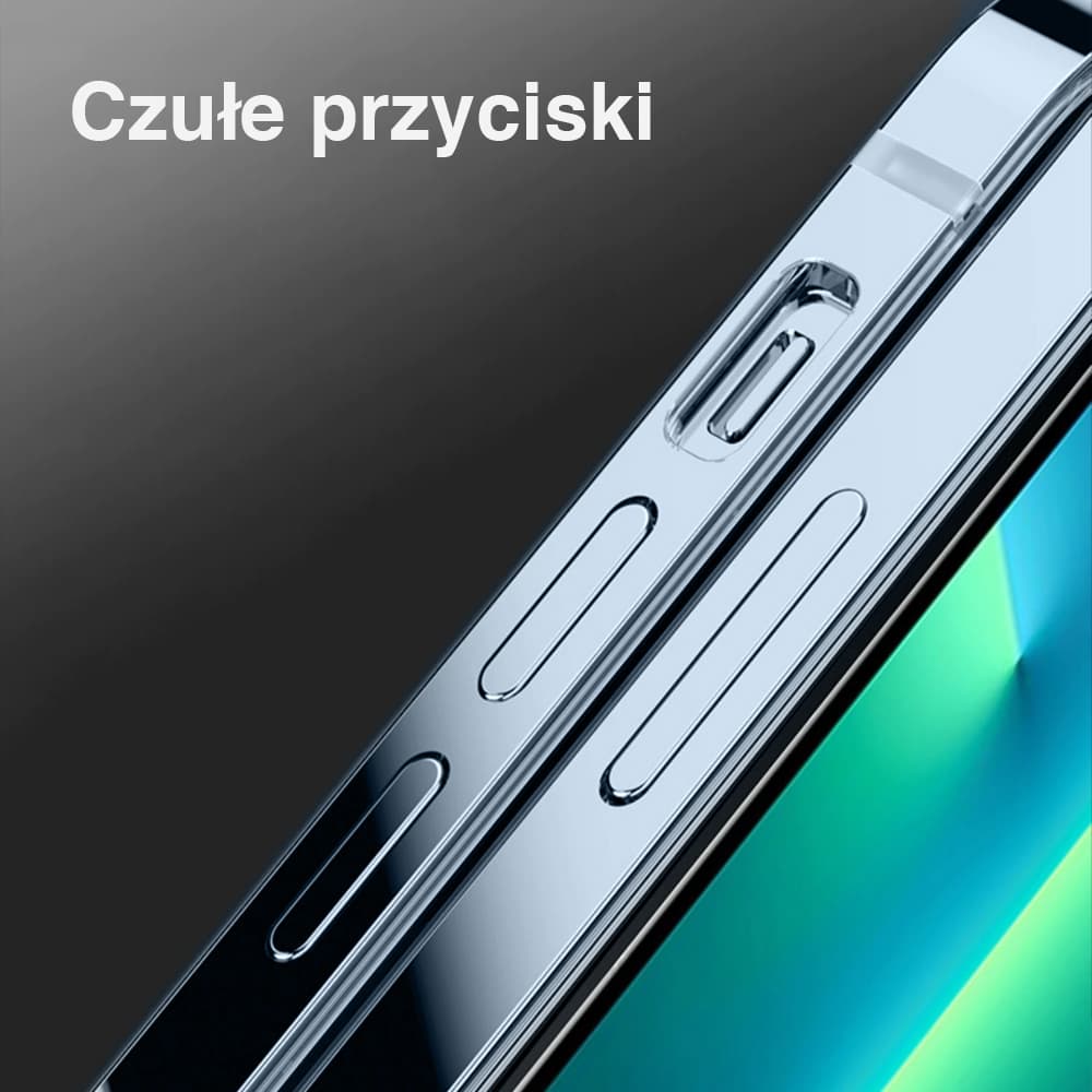 Etui do iPhone 13 Pro Luxury Skin ultra cienkie, pełny tył z metalową ramką, górski błękit