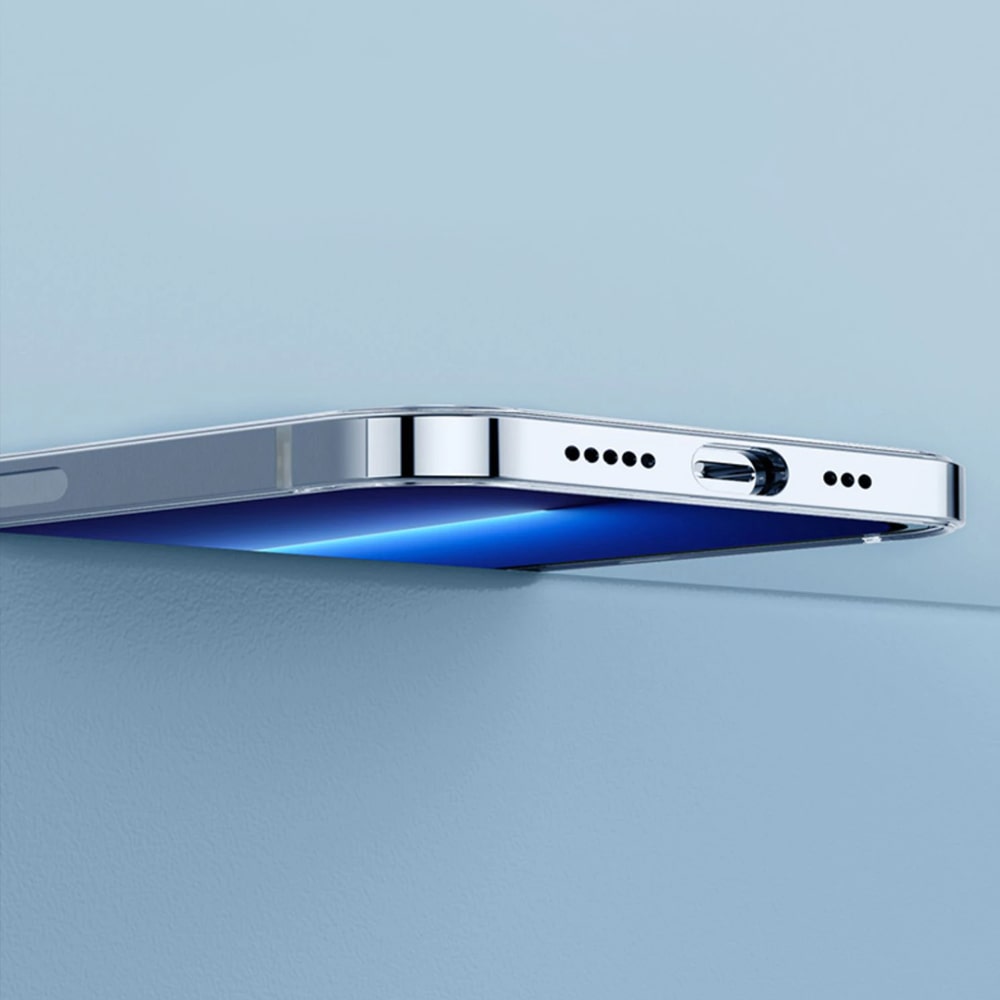 Etui do iPhone 13 Pro Luxury Skin ultra cienkie, pełny tył z metalową ramką, górski błękit